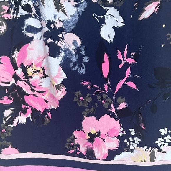 INC International Concepts Floral Dress Size Medium Navy Pink 3/4 Sleeve Sheath - Picture 3 of 6